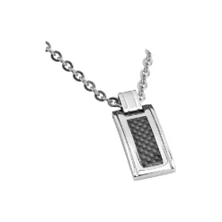 - Pendentif acier / carbone Mercury et chaîne 50cm Ø3mmP533181<Rochet Fashion
